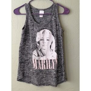 Marilyn Monroe Graphic Tank Top Grey Space Dye Knit Sleeveless Shirt Medium